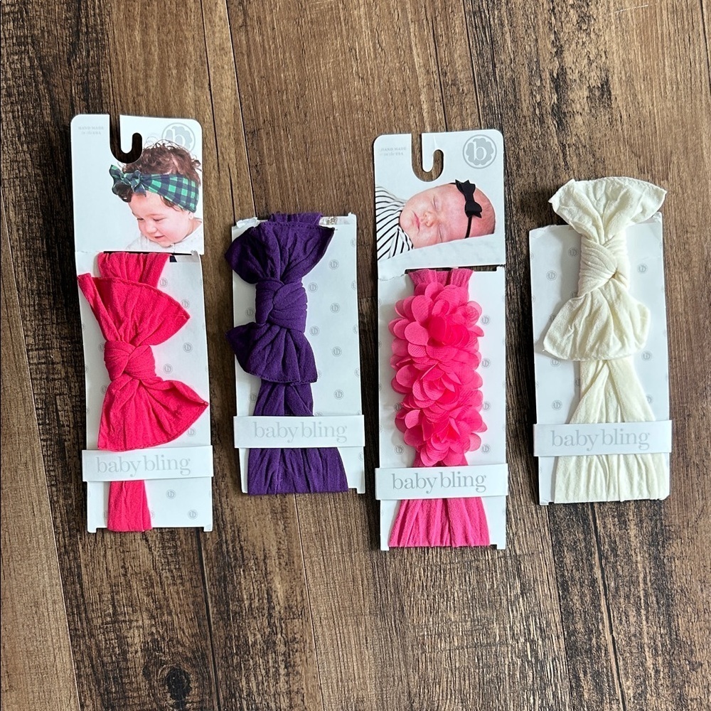 Baby Bling Headband Set - Red Pink, Purple, Hot Pink, Cream